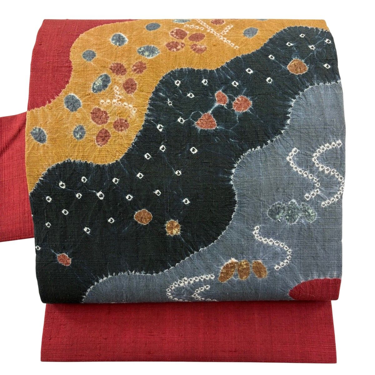 Linshanfuwari様　［ 名古屋帯 ］正絹　紬地　濃いめの生成り　幾何学 Linshanfuwari様 ［ 名古屋帯 ］正絹 紬地 濃いめの生成り 幾何学