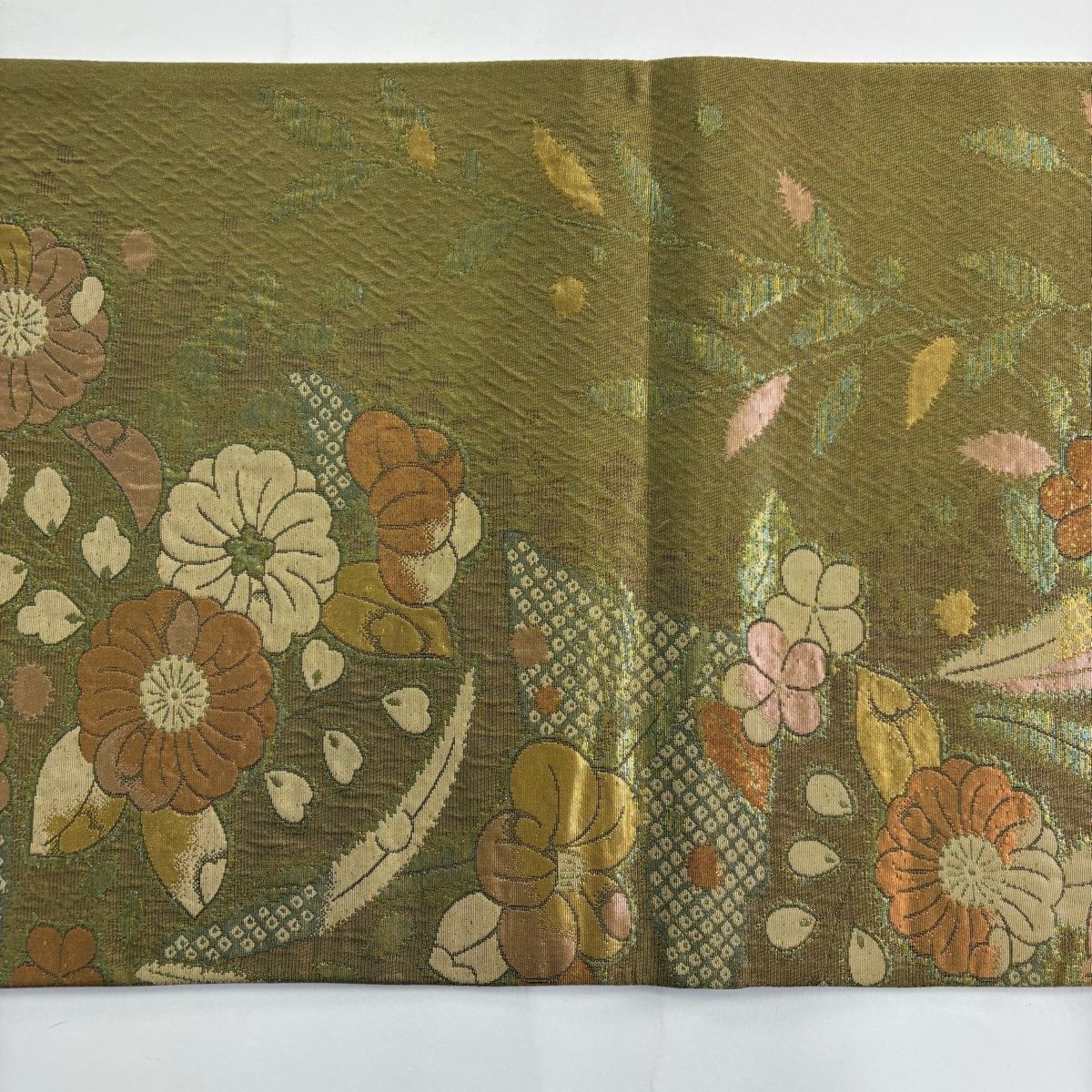 専用ページ　正絹　六通袋帯【鱗文様　花　鹿の子】 専用ページ 正絹 六通袋帯【鱗文様 花 鹿の子】｜9417］袋帯 鱗文様 鹿の子