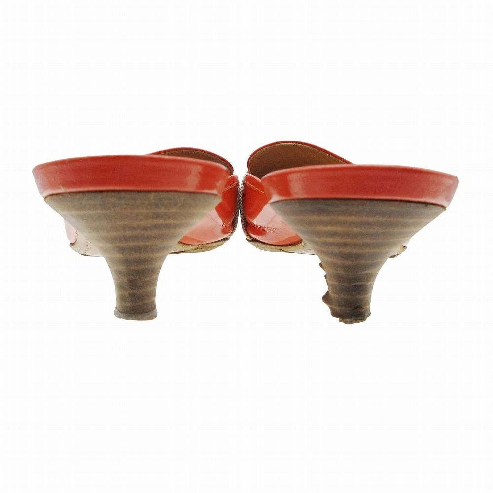 HERMES エルメス Hロゴ パテントレザー ミュール サンダル シューズ