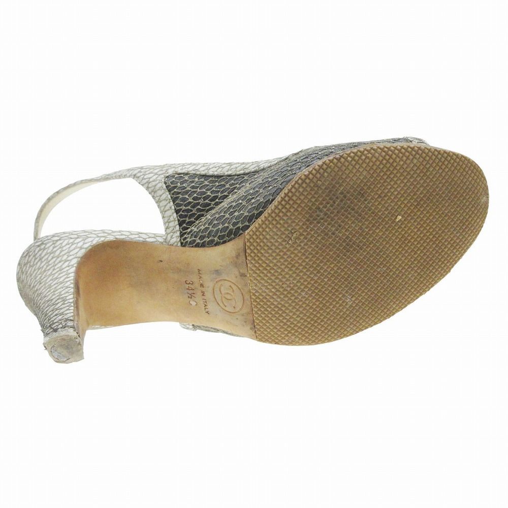 CHANEL シャネル　ミュール　パイソン　リボン　ヒール　ココマーク org.jpg