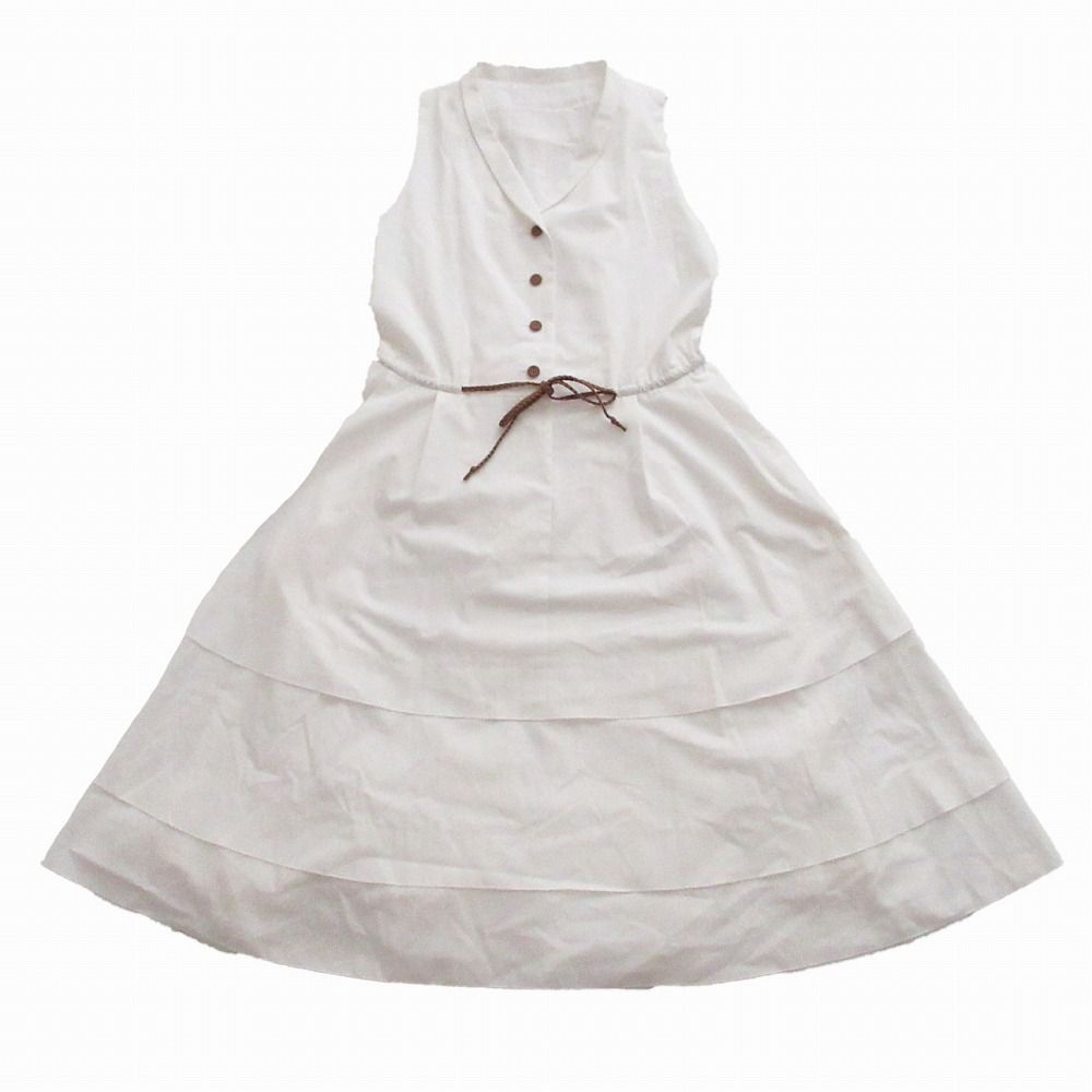 FOXEY フォクシー ノースリーブ ベルト付き コットン ドレス