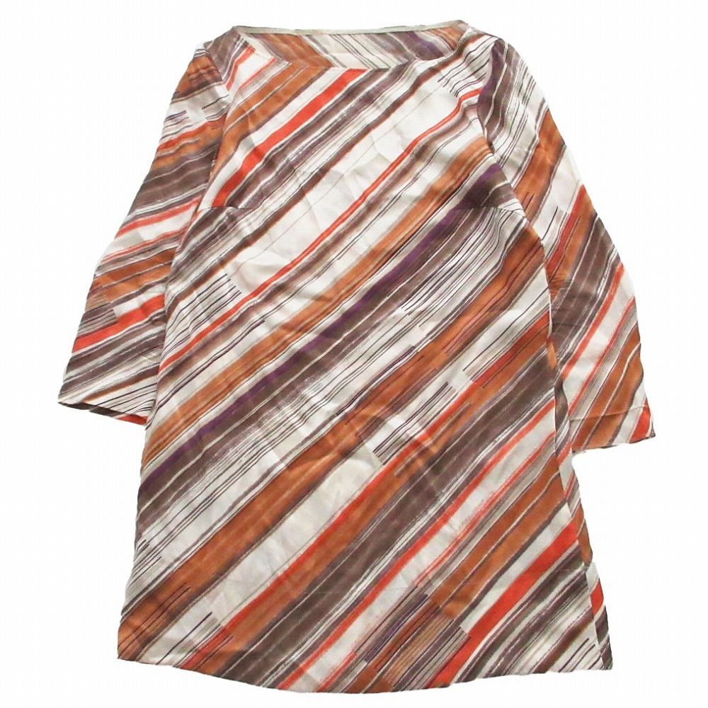 MaxMara マックスマーラ シルク100% ワンピース 総柄 ひざ上 ブラウン