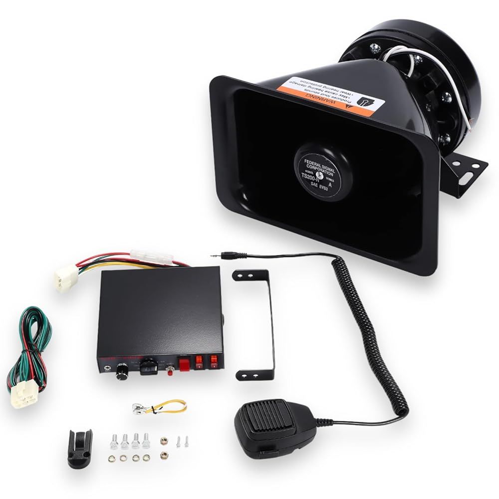 拡声器 車載 ハイパワー 12V 200W サイレン 付き スピーカー アンプ