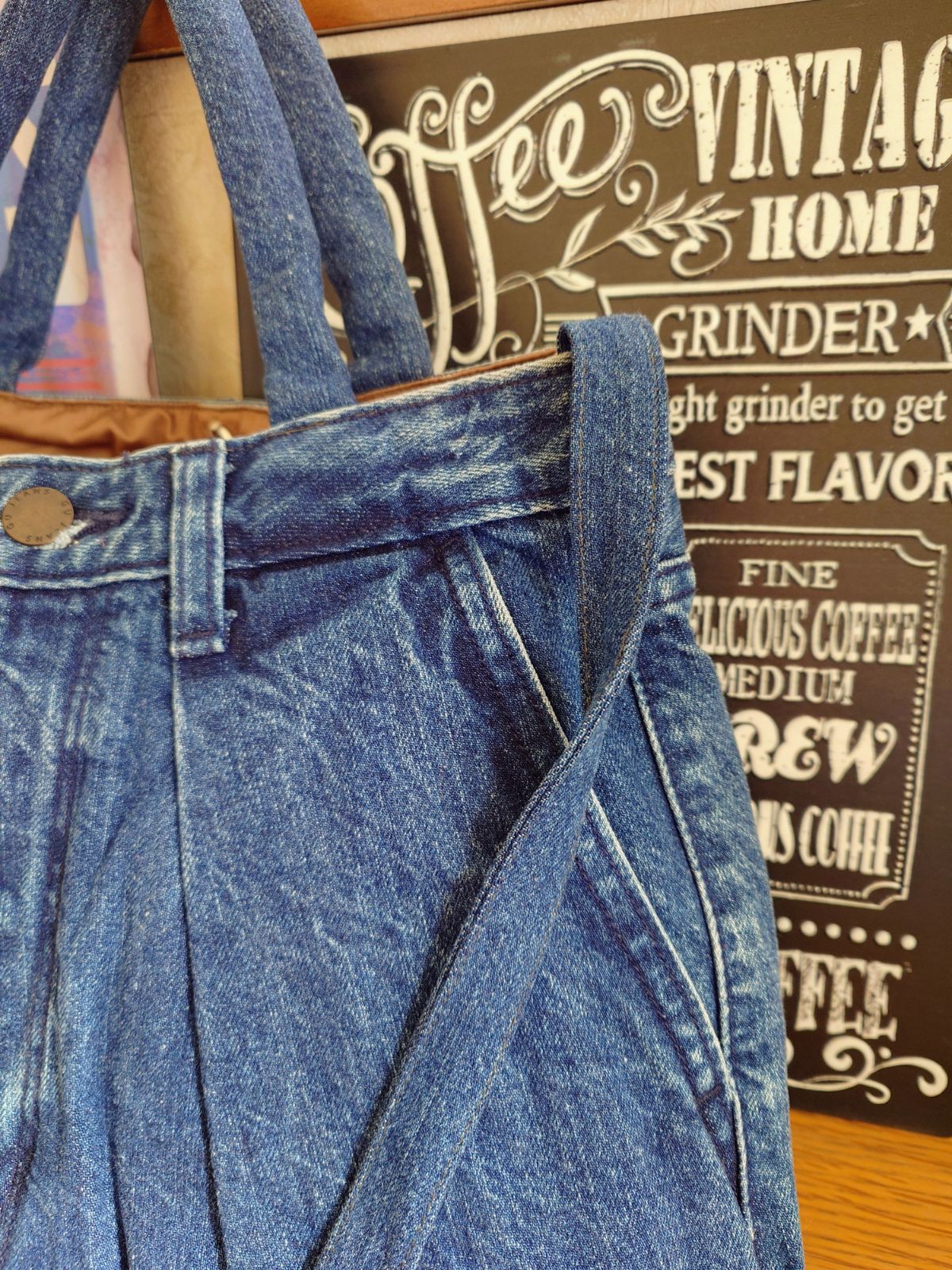 139☆USEDダメージデニムリメイク☆大きめショルダーバック☆トート