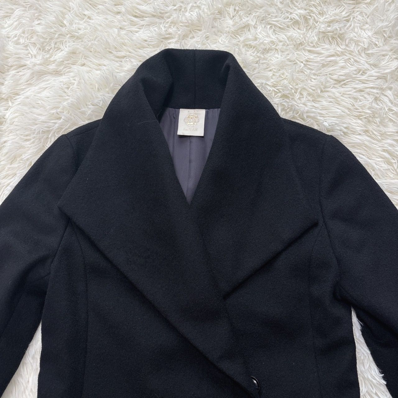 ルスーク Le Souk カシミヤ100%ショールカラーロングコート 女優襟