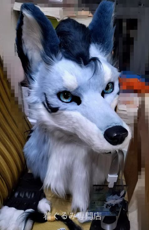 狼 着ぐるみ ケモノ体 スーツ セット 全頭ヘッド ファースーツ