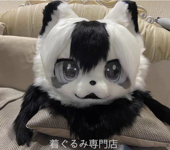 猫 着ぐるみ ケモノ体 スーツ セット 全頭ヘッド ファースーツ ぬいぐるみ マスク コスプレ コスチューム 一点物 A40