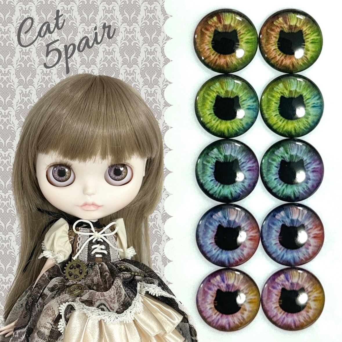 アイチップ5ペアセット❁Cat】ネオブライス アイシードール - メルカリ