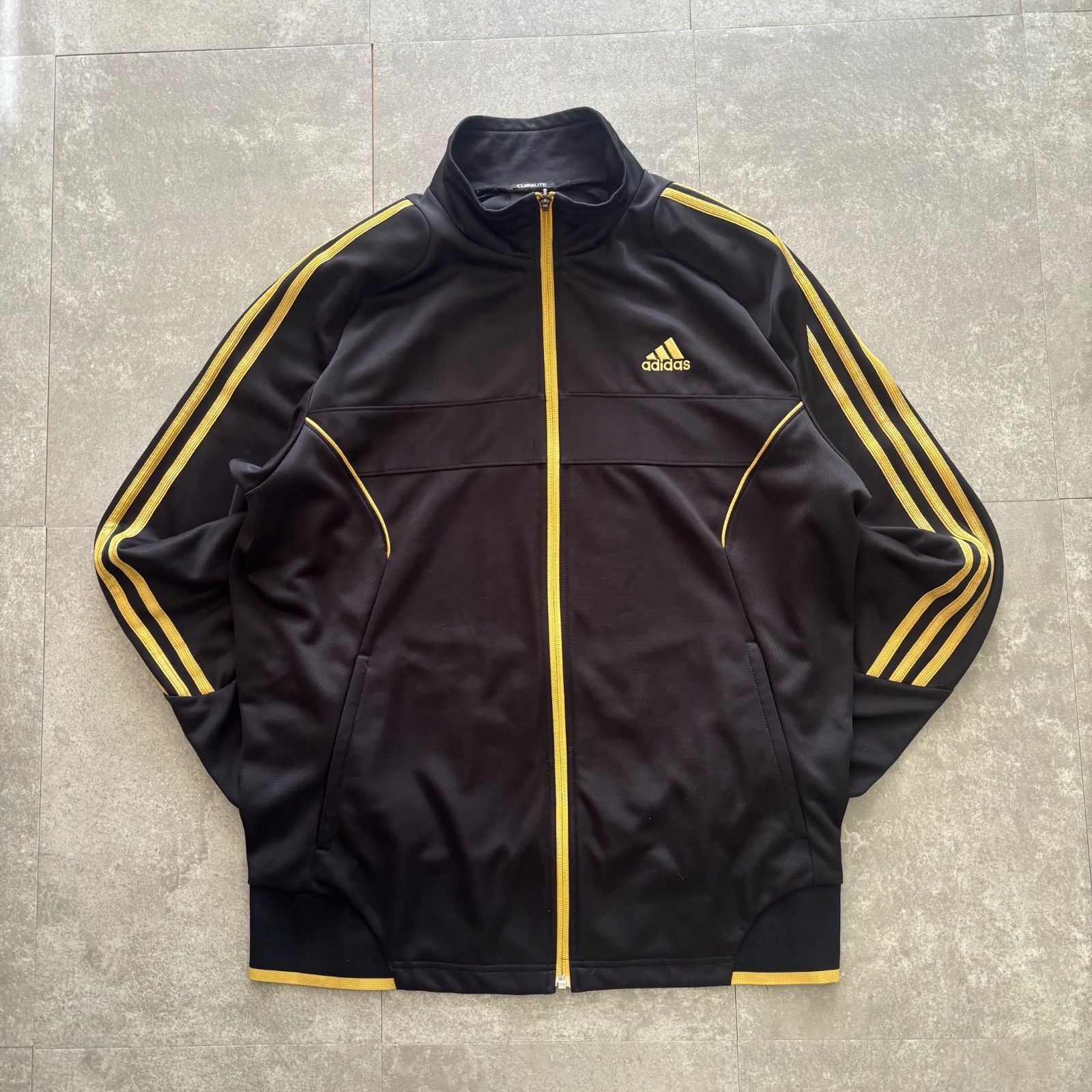 00s アディダス adidas トラックジャケット ジャージ ストライプ 金×黒