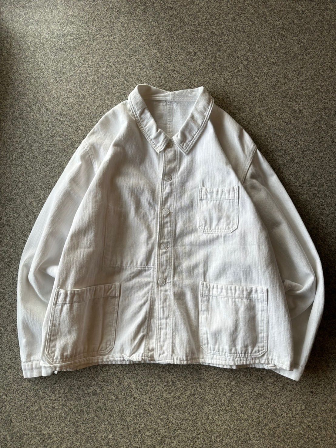 60'S フレンチワークジャケット　ユーロヴィンテージ　HBT　美品 フレンチワーク 60-70s HBT ヘリンボーン 白 フランス EURO - メルカリ