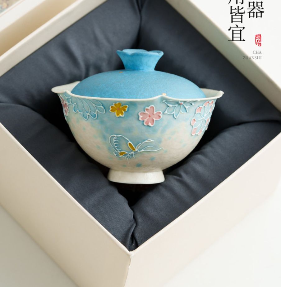 中国で購入　茶碗 Amazon.co.jp: 中国伝統茶器カンフー茶碗蓋とソーサー付き、伝統三彩