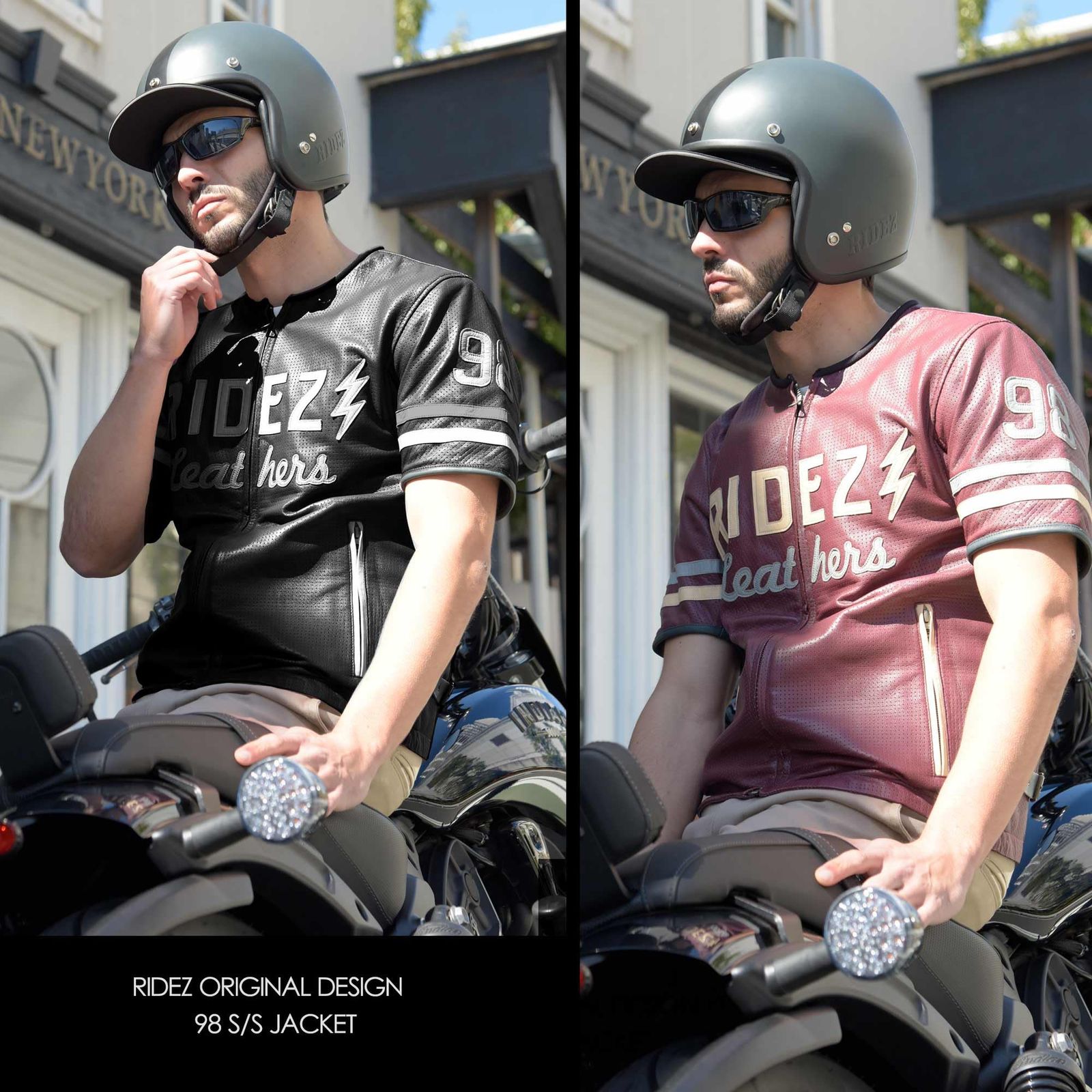 新品 【RIDEZ(ライズ)】夏 半袖 革ジャン レディース メンズ レザー