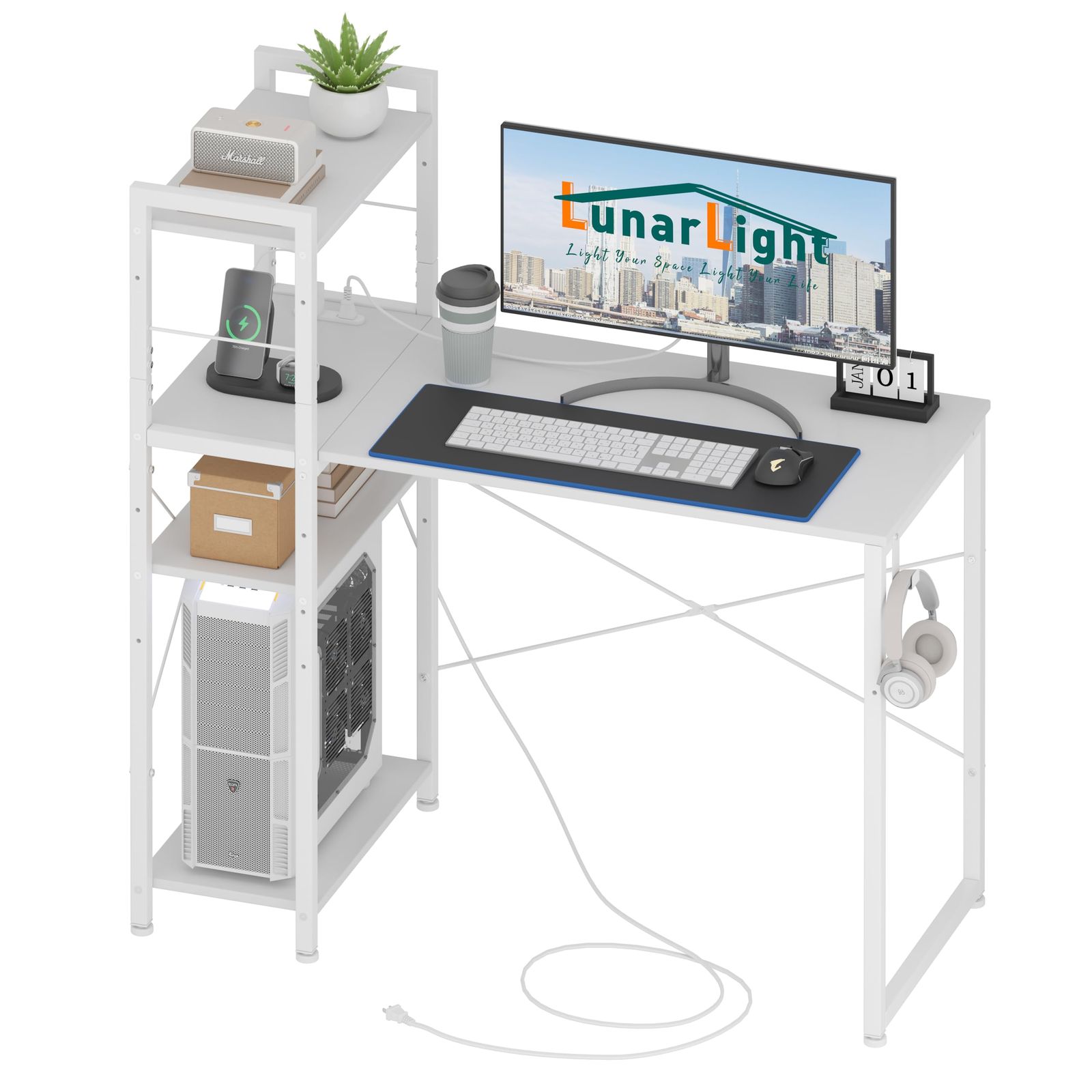 LunarLight PCパソコンデスク幅 机 110奥行48高さ110cm テレワーク用