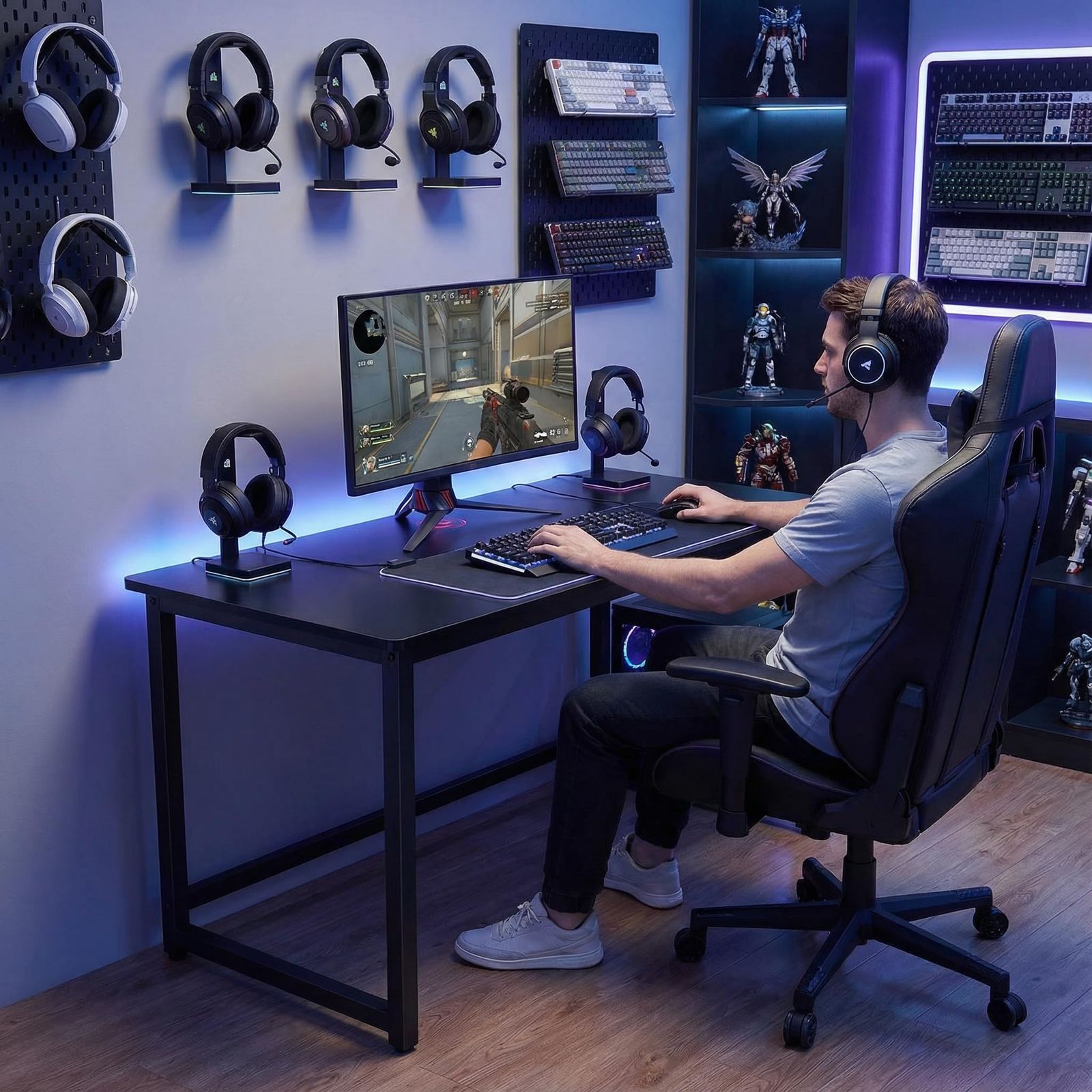 パソコンデスク ゲーミングデスク 幅120cm 人間工学 ワークデスク 省