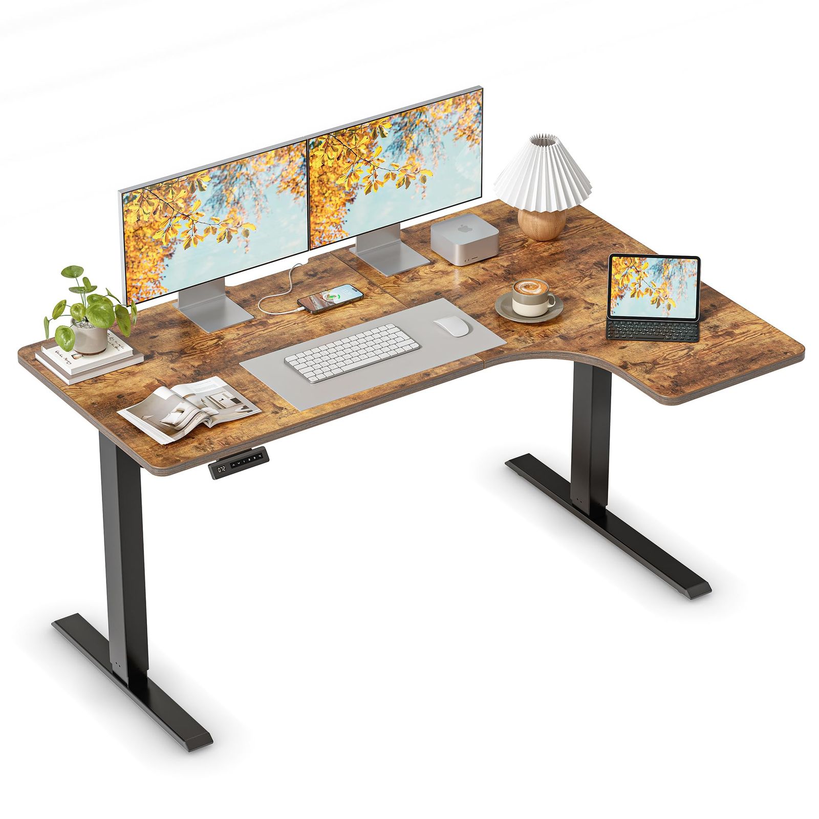 FEZIBO 電動 昇降デスク スタンディングデスク 幅60cm 奥行70cm 高さ72