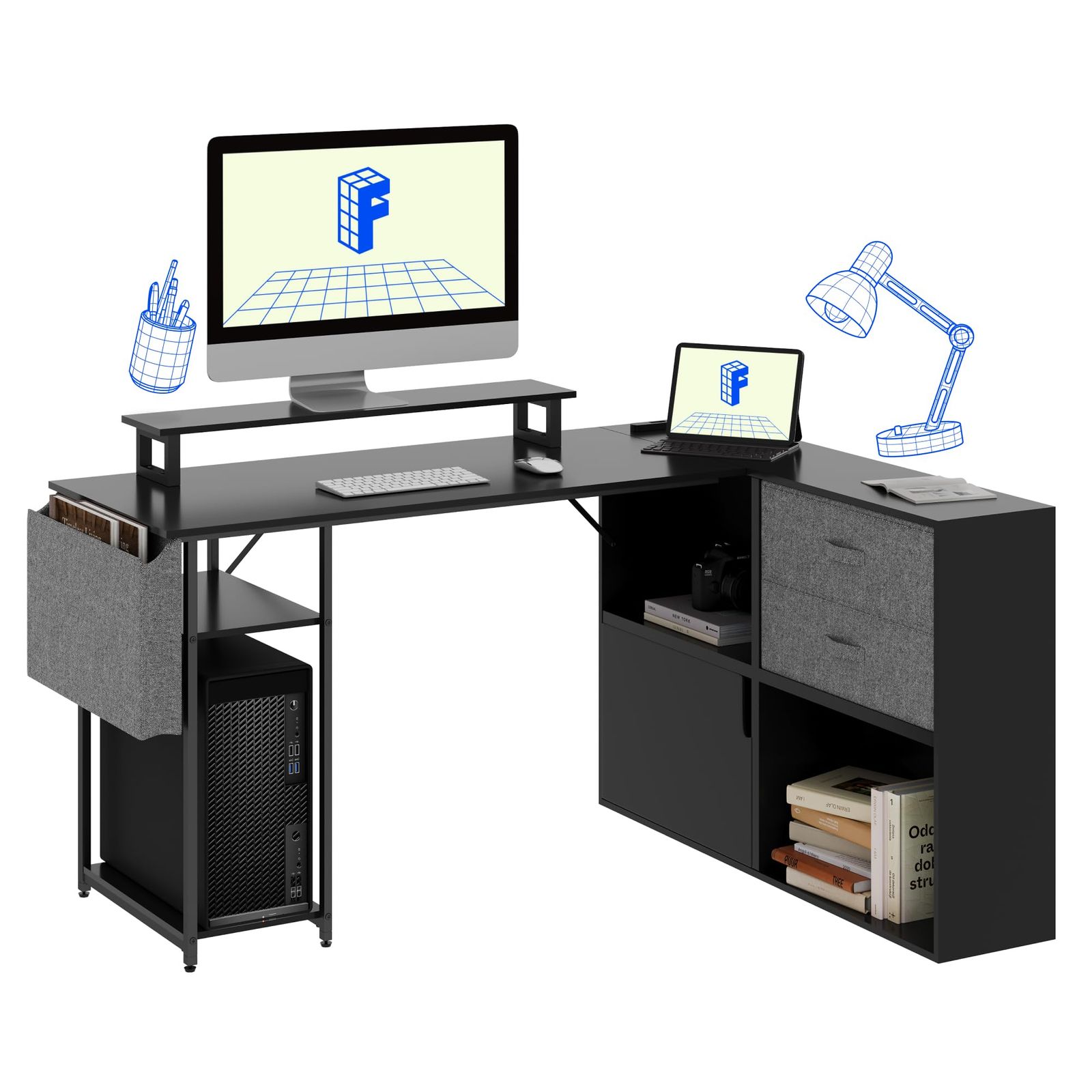 FLEXISPOT l字デスク ?デスク FD19 デスク 収納付き 引き出し 幅134x