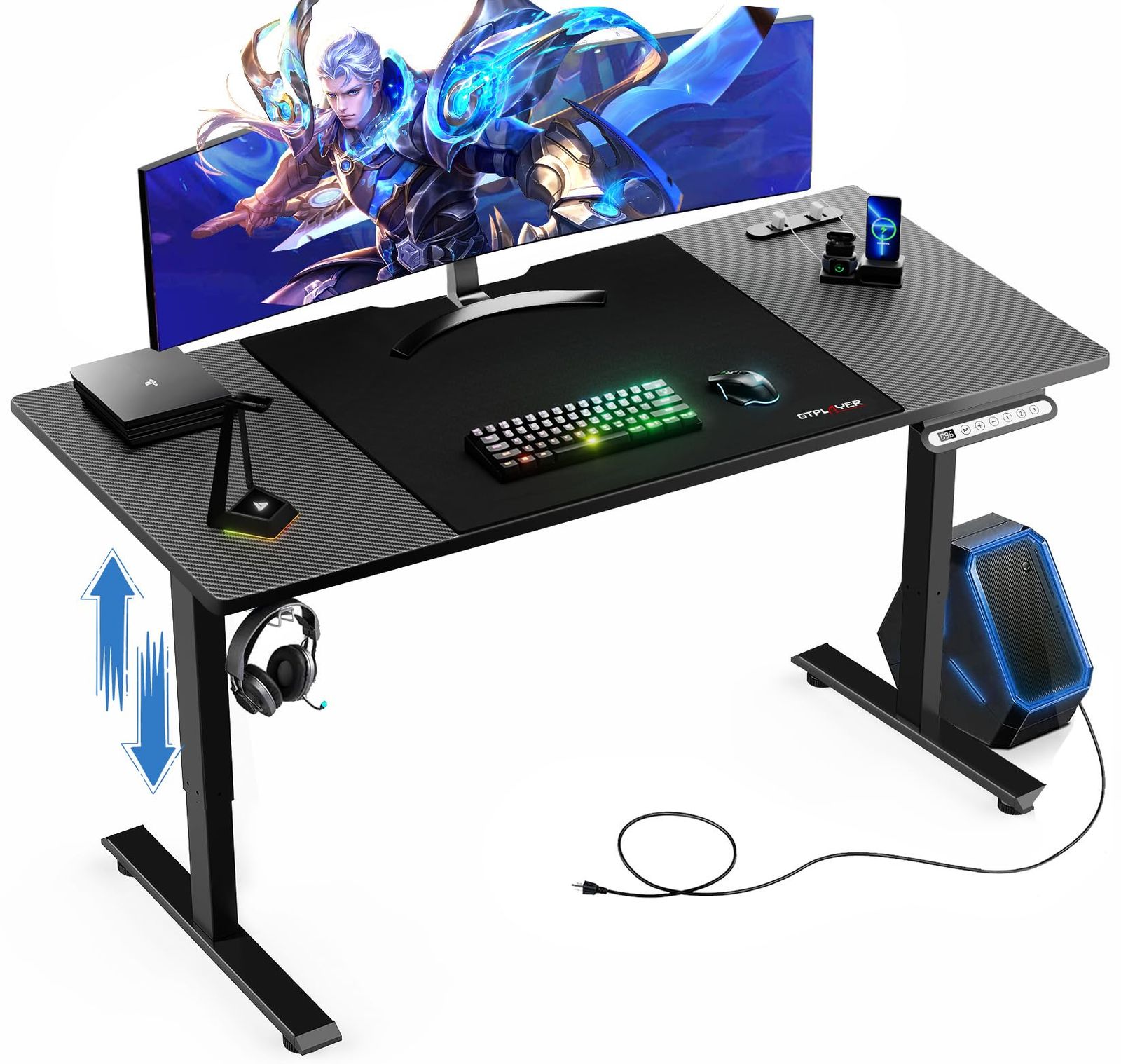 GTPLAYER ゲーミングデスク パソコンデスク pcデスク 電動 昇降式
