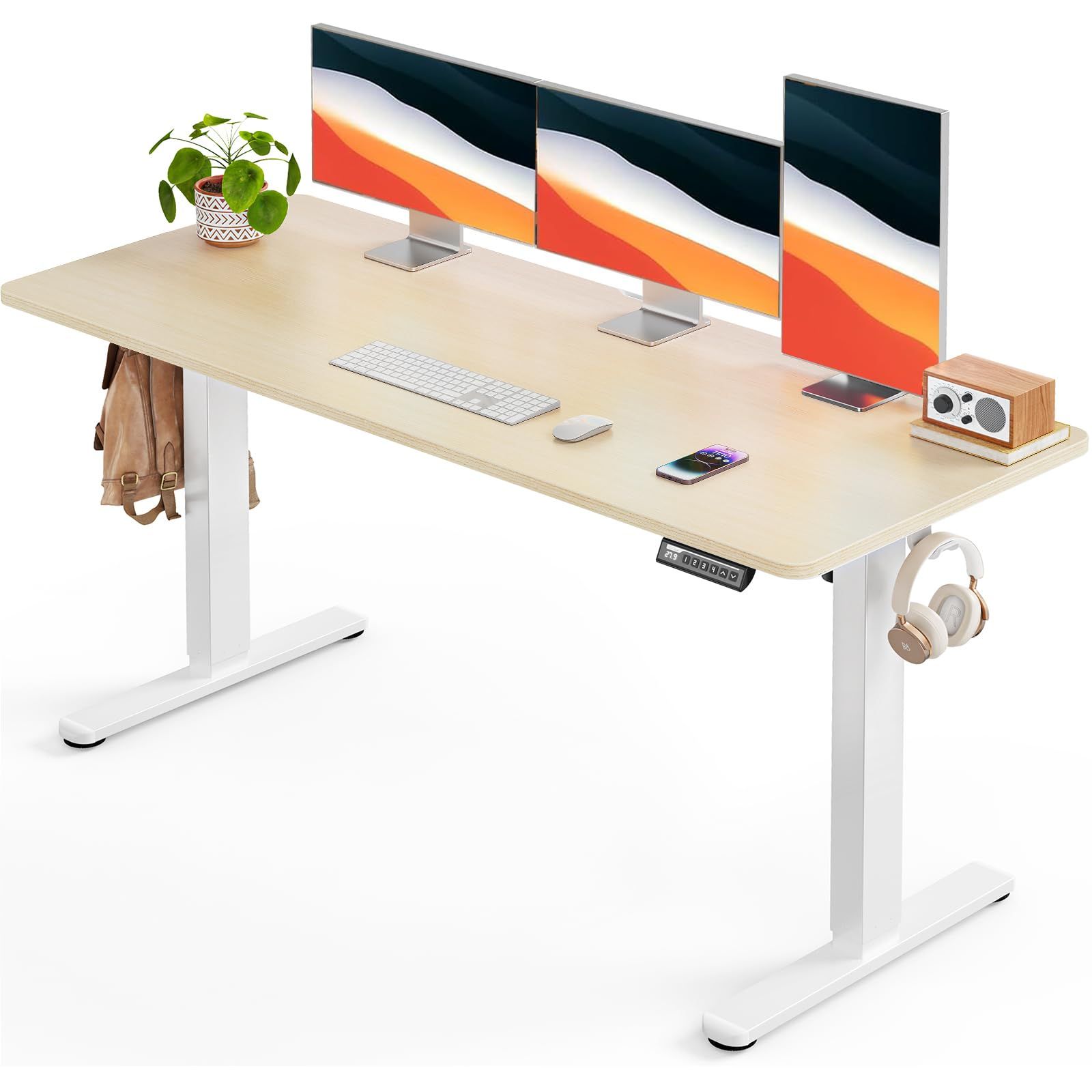 【開封済　未使用品】ErGear 電動 昇降デスク 一枚板 　上下自動昇降 ErGear 電動 昇降デスク 一枚板 スタンディングデスク 幅140cm 無段階