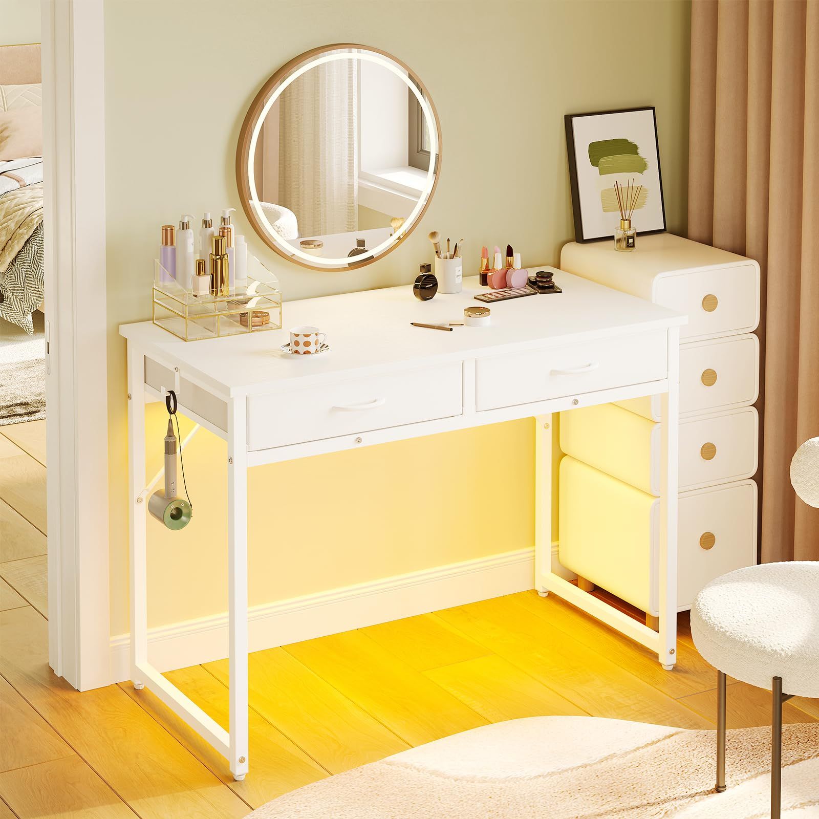 Pinmoco パソコンデスク 引き出し付き 机 pcデスク 幅106cm ゲーミング