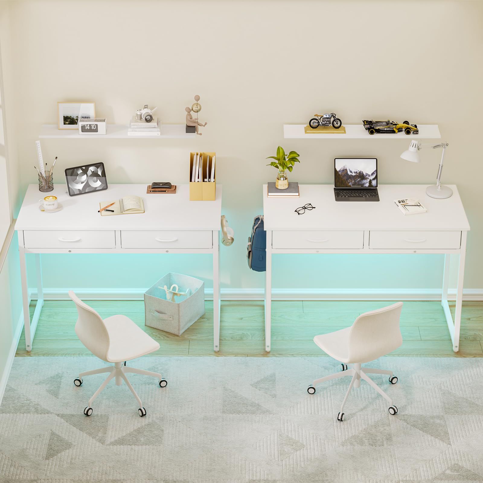 Pinmoco パソコンデスク 引き出し付き 机 pcデスク 幅106cm ゲーミング