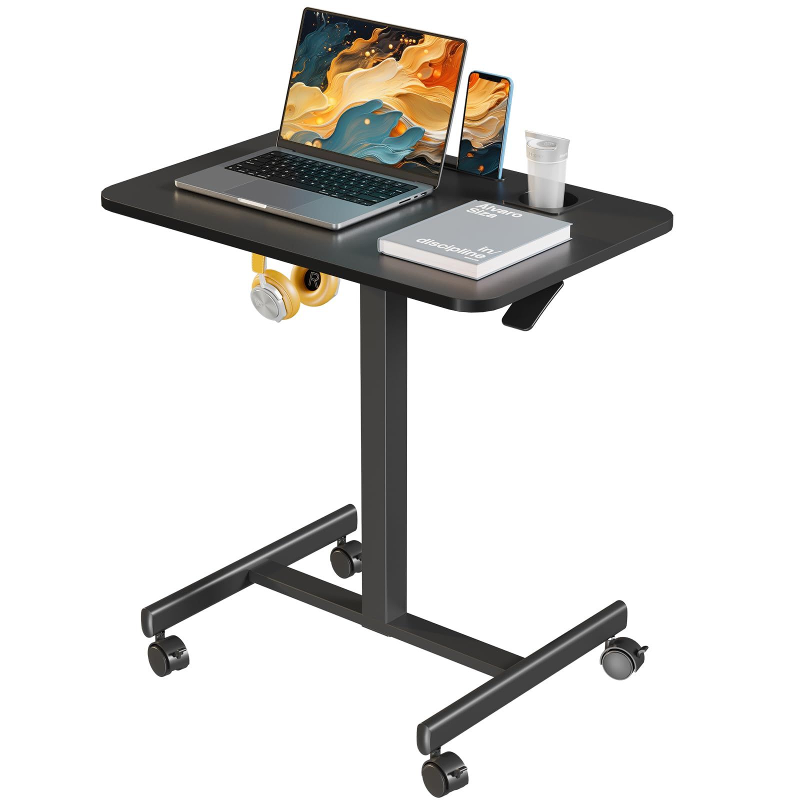 昇降式デスク ガススプリング式 GIBBON MOUNTS 昇降デスク ガス圧式 移動式 幅72cm×奥行き48cm 高さ71