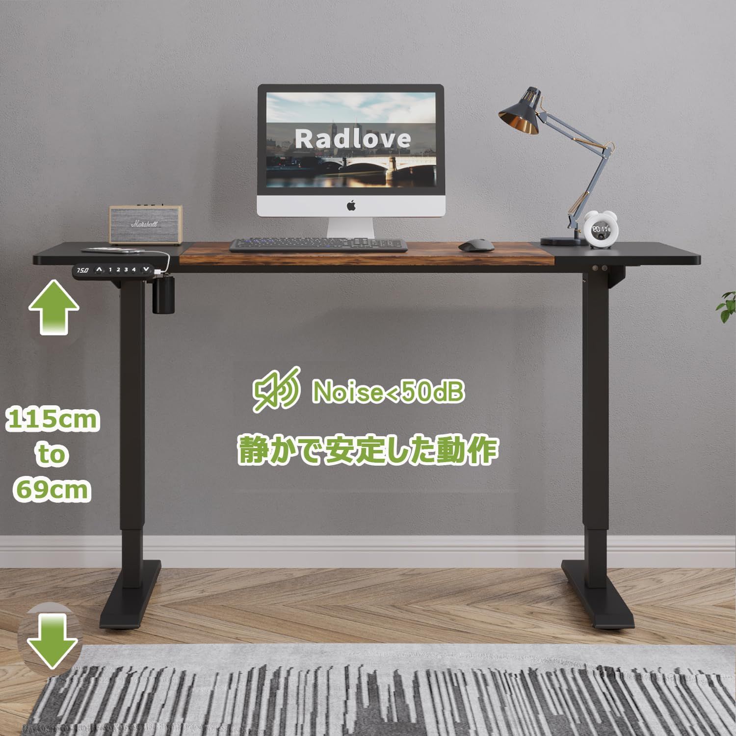 Radlove デスク 昇降式 パソコンデスク ゲーミングデスク 机 電動昇降