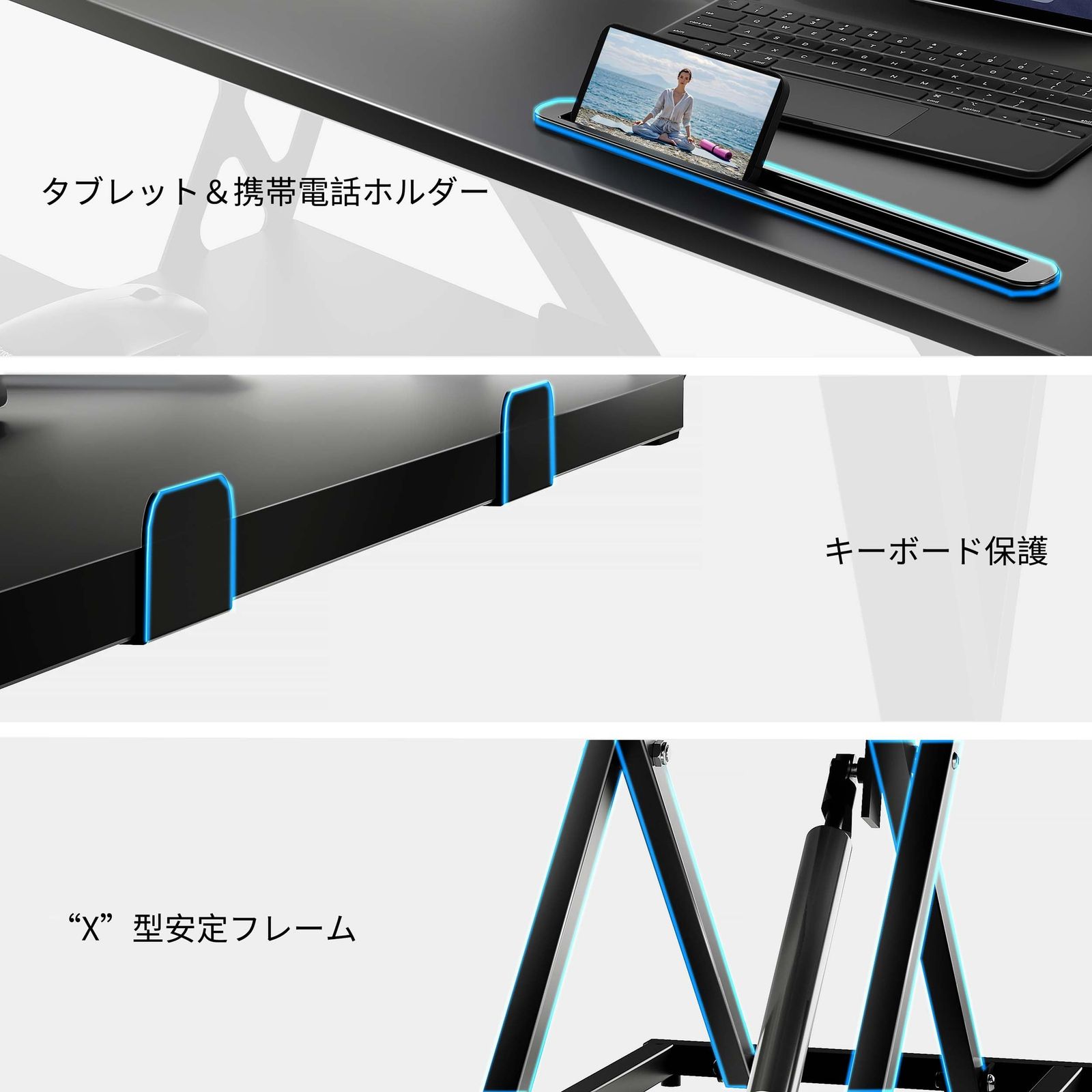 ERGOMAKER スタンディングデスク 卓上タイプ 幅101cm 高さ調節11.5