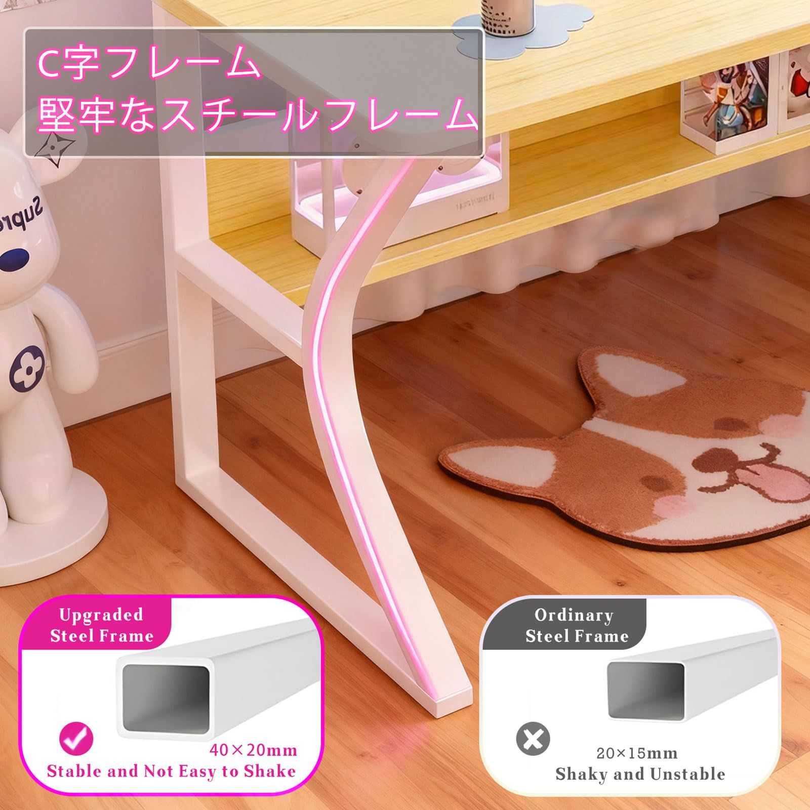 Aerlife パソコンデスク コンパクト 幅100cm ゲーミングデスク 木製 PC