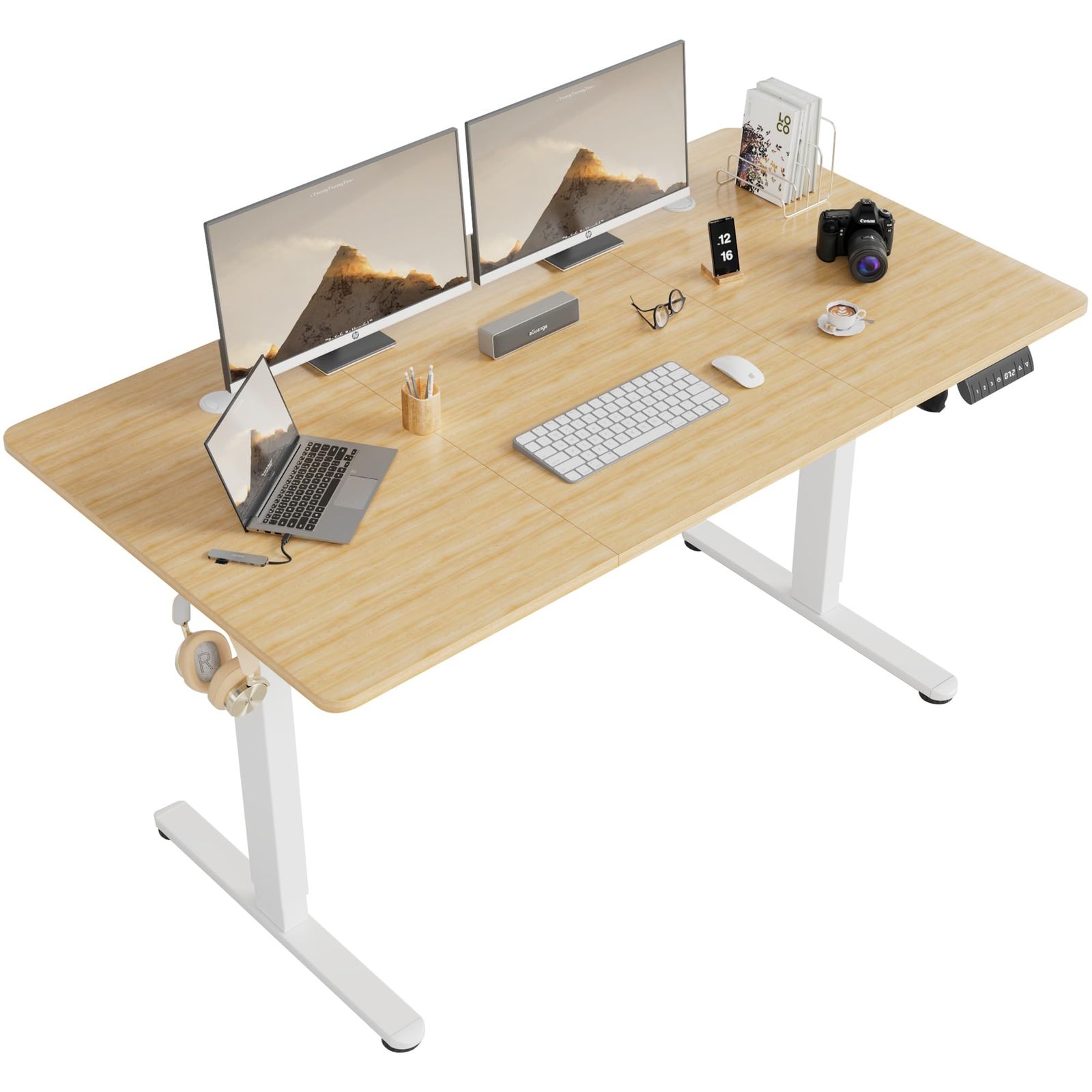 Alebert 電動式 昇降デスク 昇降式デスク 幅140*奥行70cm