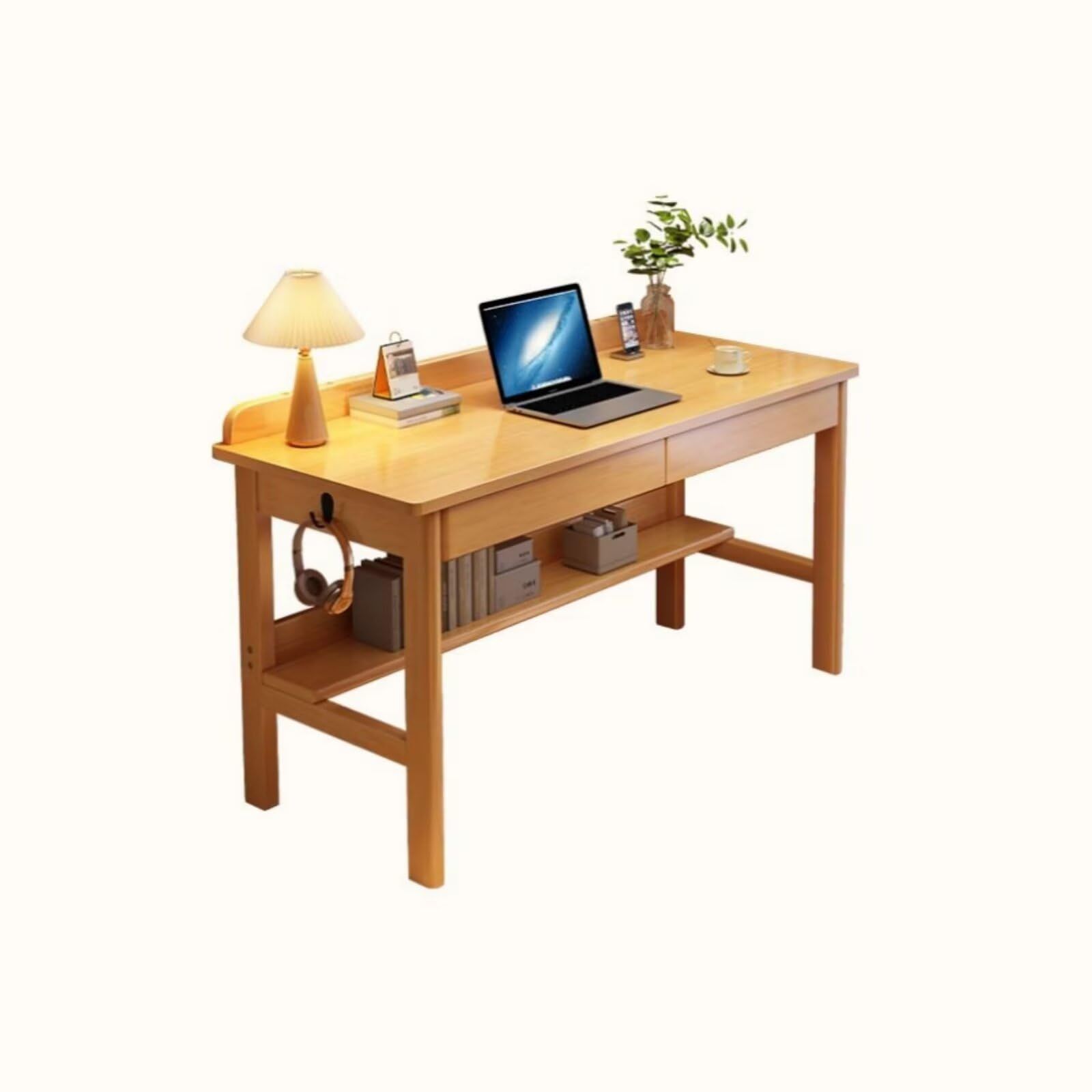 SwiftLink デスク パソコンデスク 木製 引き出し付き 側面フック付き
