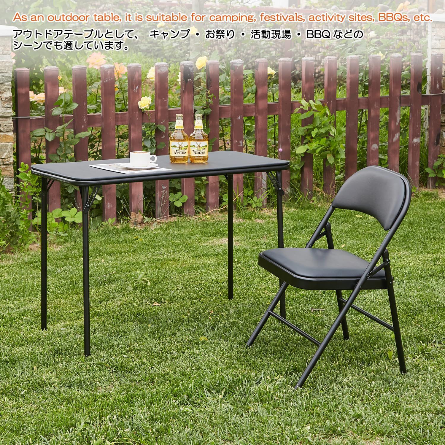 KAIHAOWIN 折りたたみテーブル セット デスク椅子セット チェア付