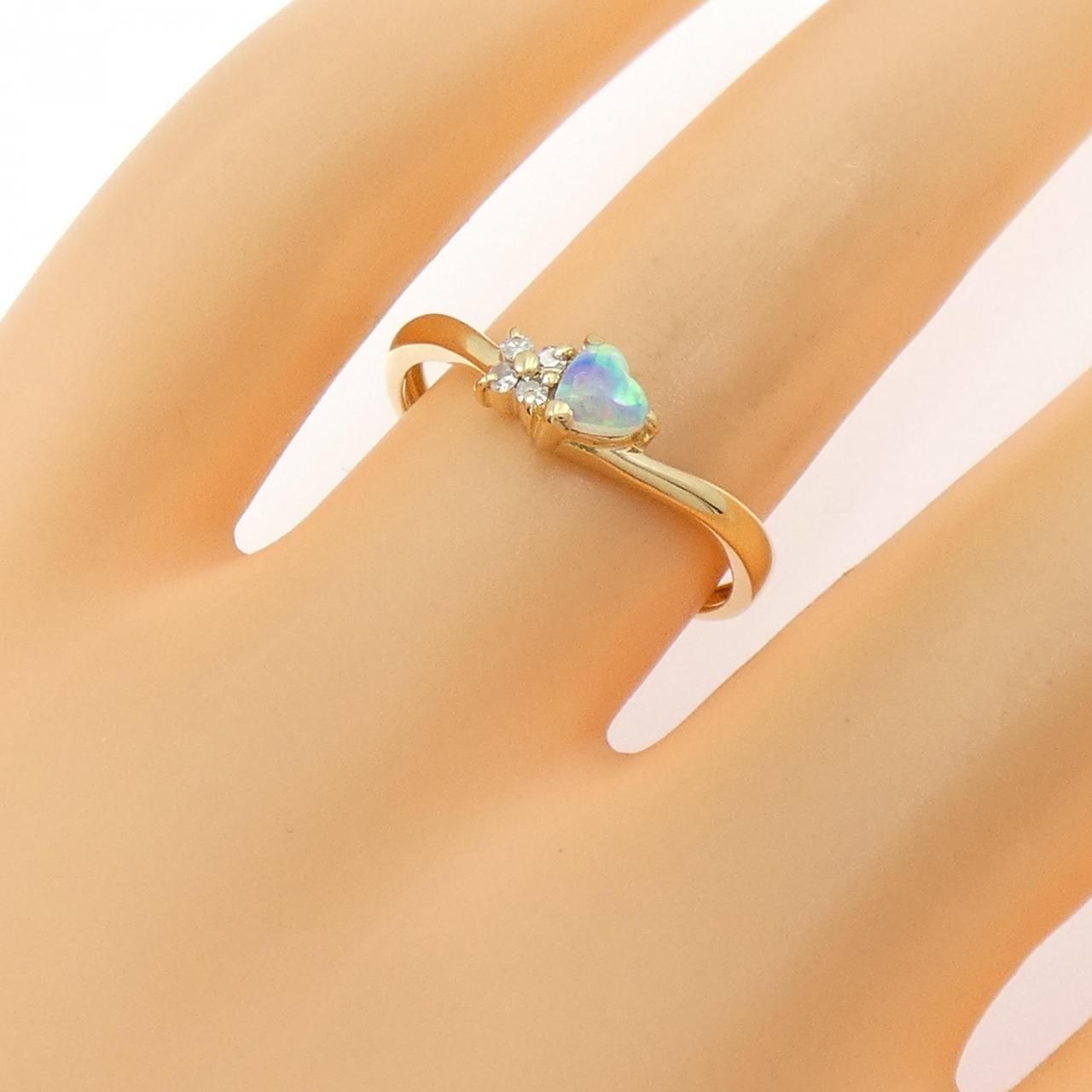 K18YG ハート オパール リング - メルカリ