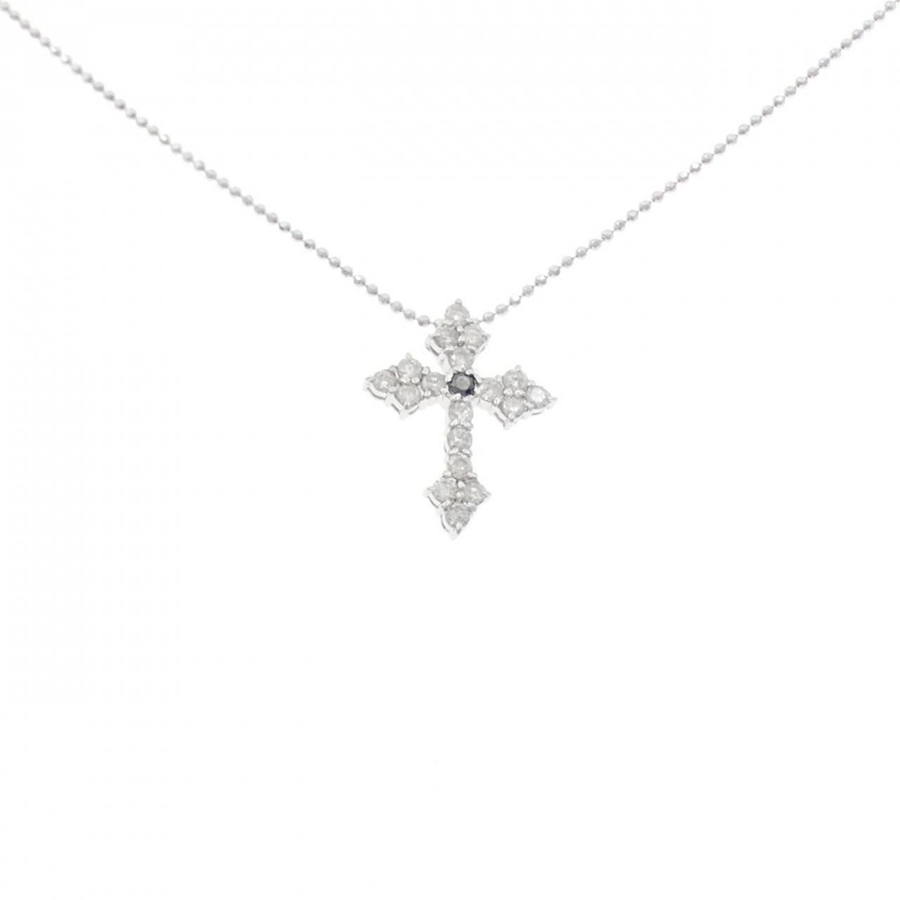 としちゃん k18WGダイヤモンド0.5ct クロスネックレス K18WG クロス ダイヤモンド ネックレス 0.50CT - メルカリ
