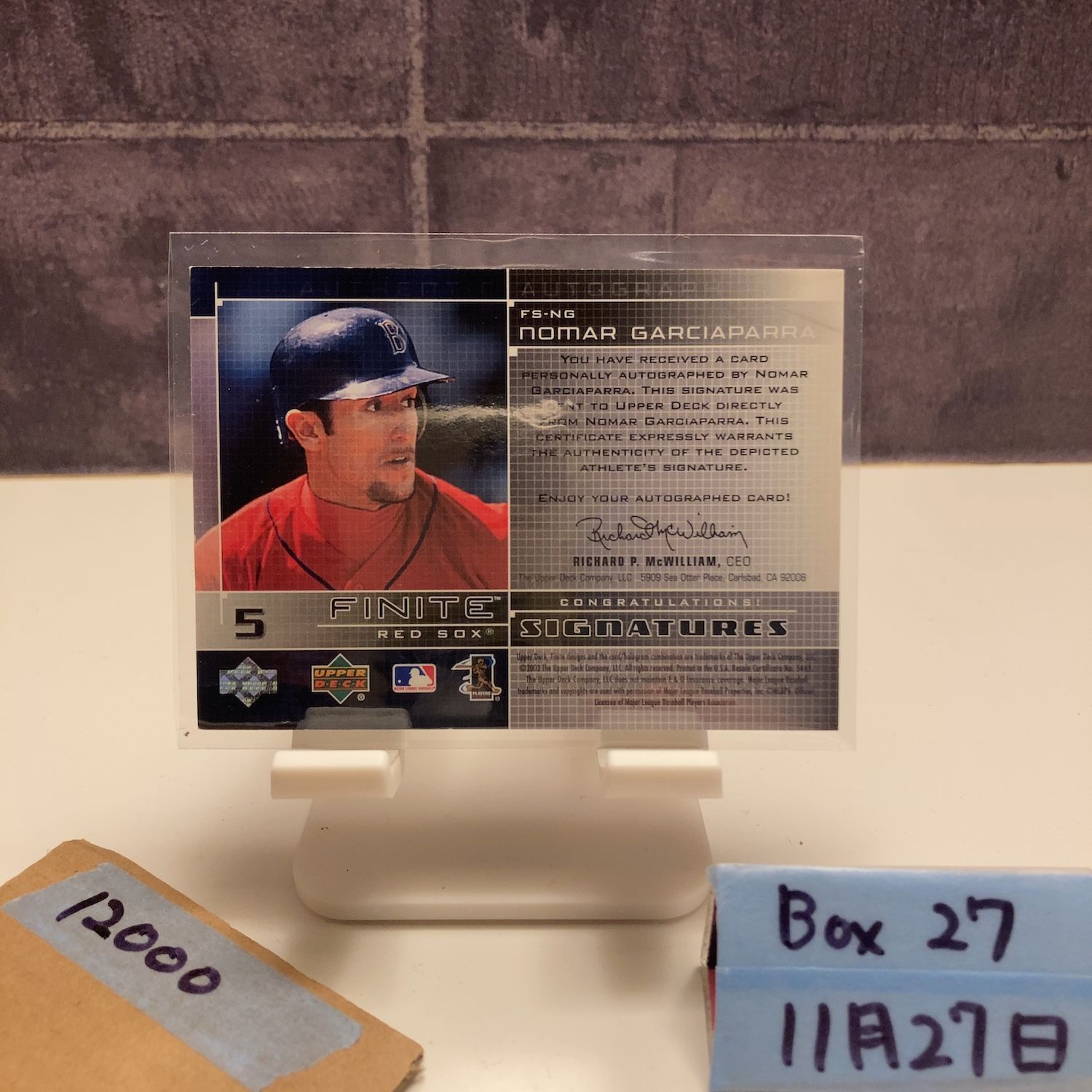 2003 Upper Deck Nomar Garciaparra 43 50 直筆サインカード Boston Red Sox Shortstop Finite Signatures カード MLB スポーツカード トレーディングカード