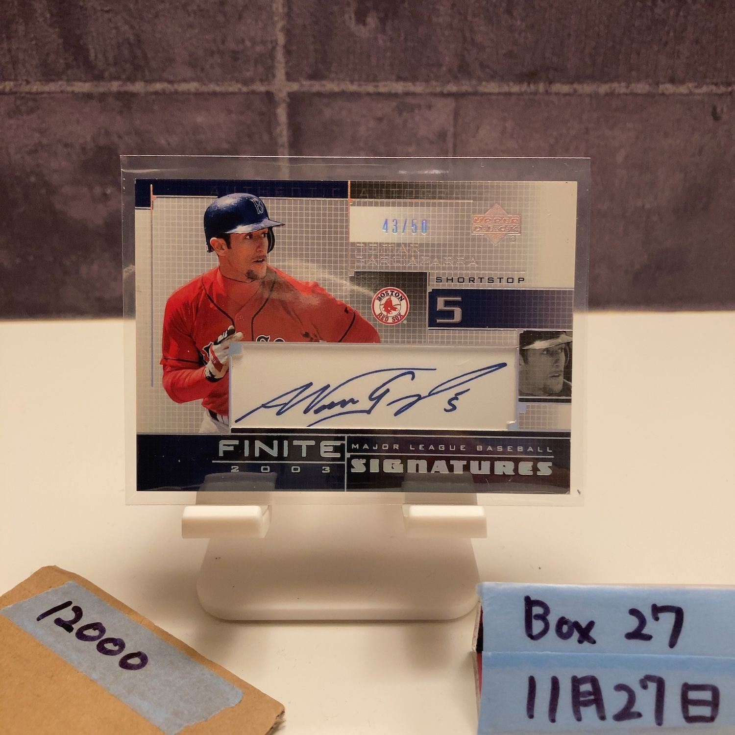 2003 Upper Deck Nomar Garciaparra 43 50 直筆サインカード Boston Red Sox Shortstop Finite Signatures カード