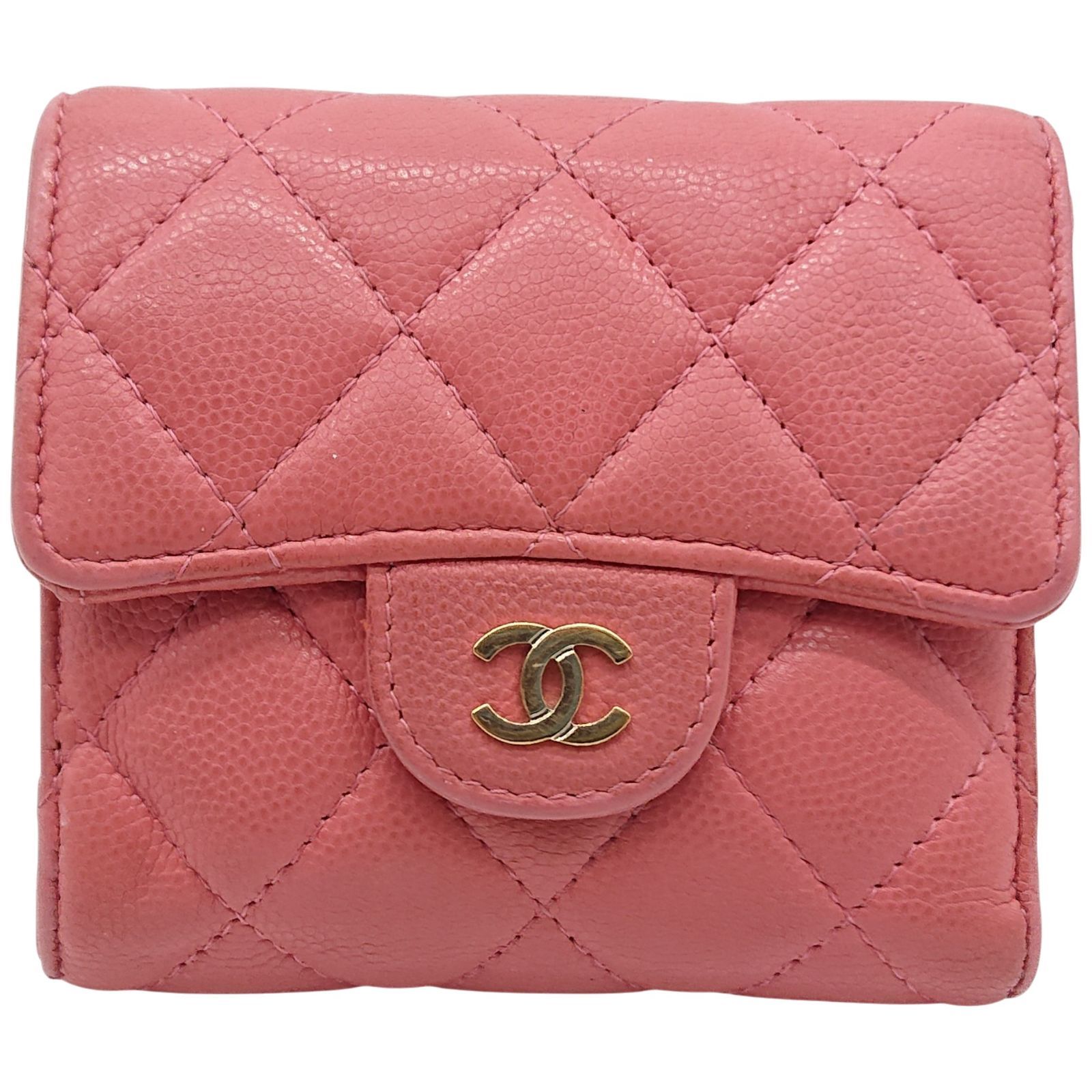 美品】CHANEL シャネル マトラッセ キャビアスキン 三つ折り財布