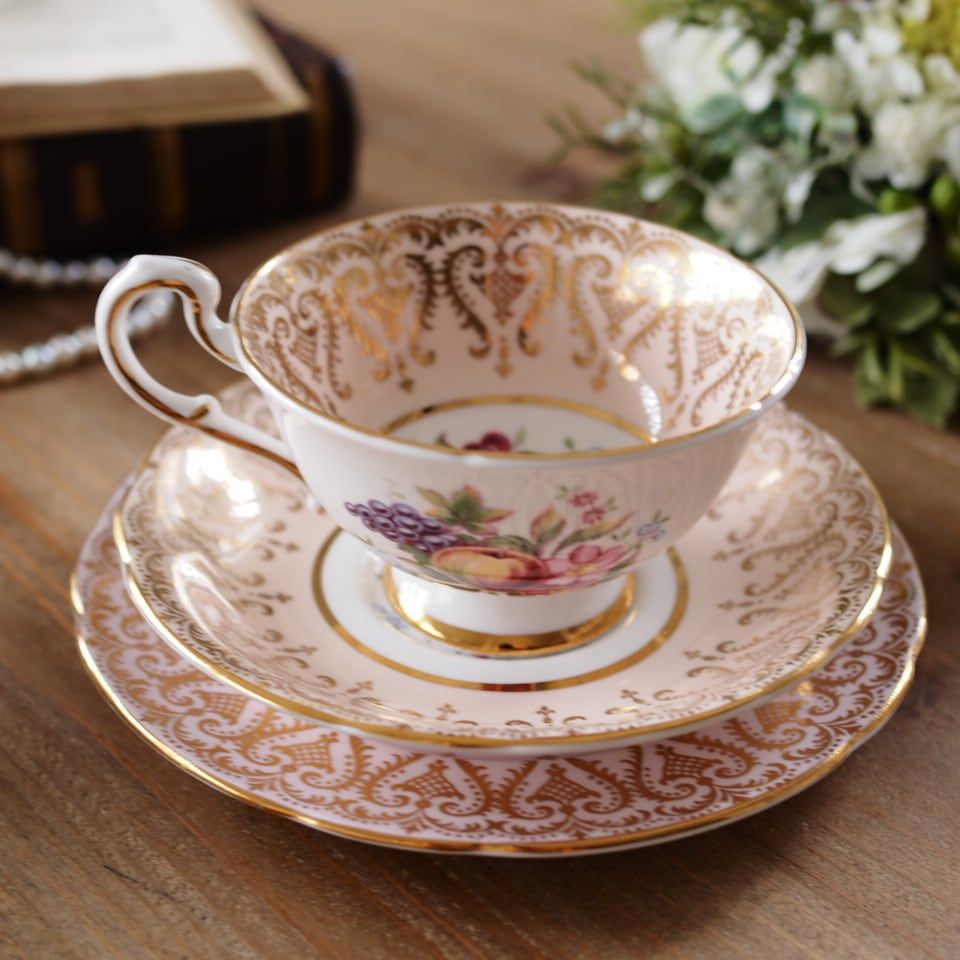 金彩果実文 フルーツ絵柄トリオ