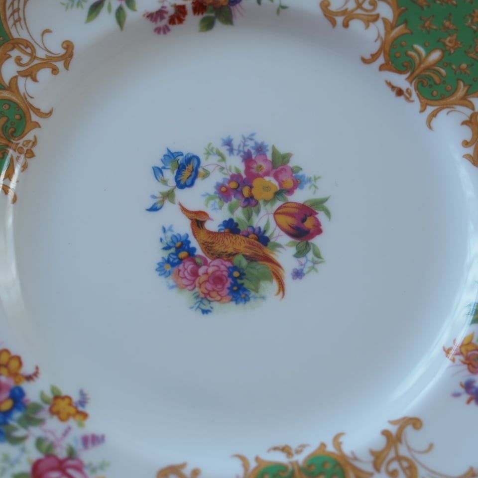  英国パラゴン ロッキンガム グリーン トリオA カップ＆ソーサー 英国ビンテージ F 4 カップ ソーサー コーヒー ティーカップ