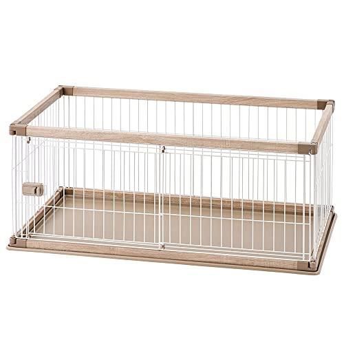 アイリスオーヤマ 犬 サークル ウッディサークル ロータイプ ライトナチュラル 中型犬用 幅120×奥行66.5×高さ55.5cm PWSR-1