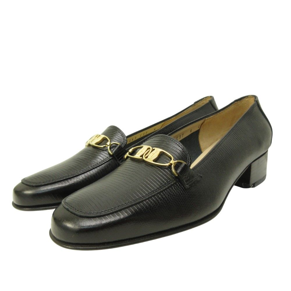 サルバトーレフェラガモ イエロー レザー ローファー 金属バックル