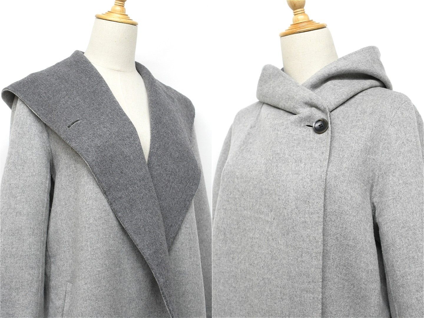 R408/美品 23区 ダブルフェイス リバーコート アンゴラ混 40 グレー