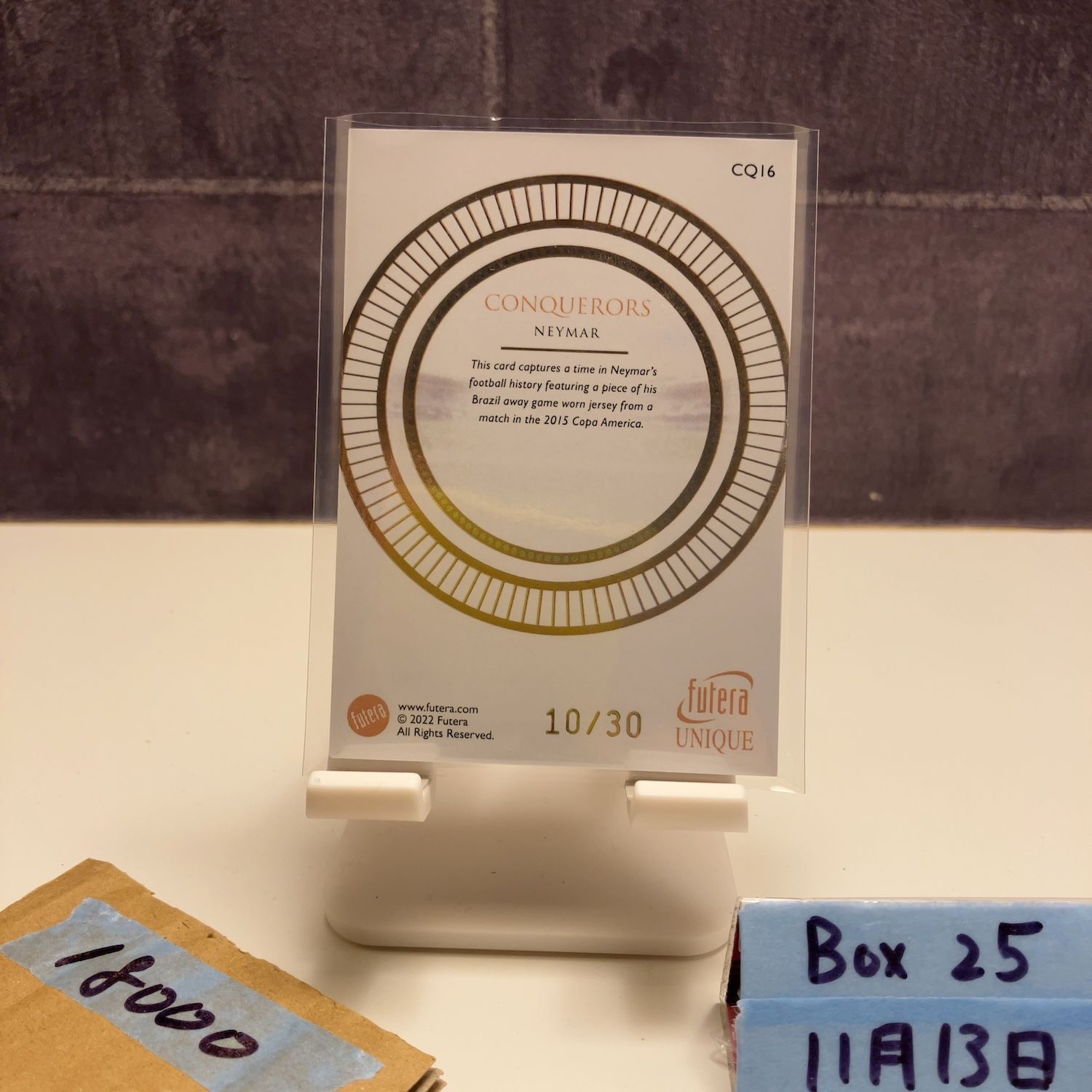 2022 Futera Unique Neymar 10/30 Santos FC Game Used ジャージ