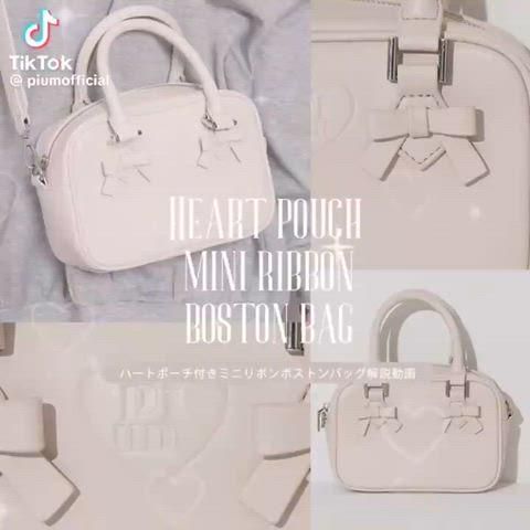 PIUM ハート ポーチ ミニ リボン ボストンバッグ ショルダーバッグ