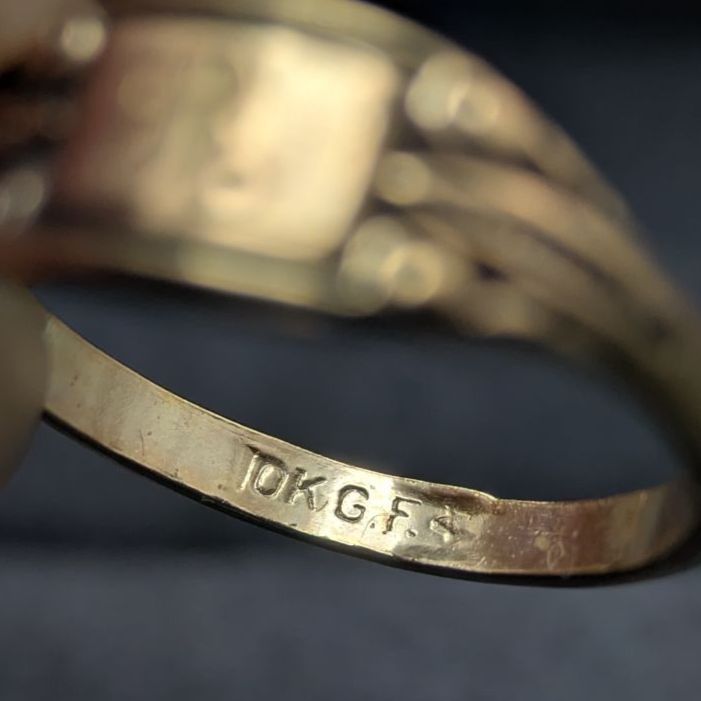 10Kゴールドフィルド ヴィンテージ シグネットリング イニシャルR 2.8g