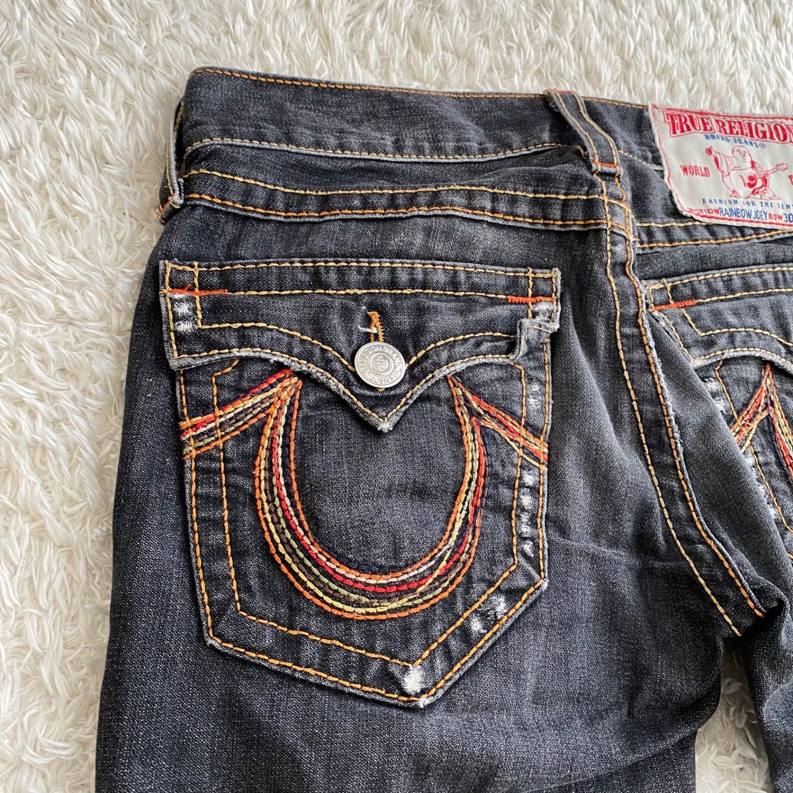 TRUE RELIGION トゥルーレリジョン RAINBOW JOEY ブラックデニムパンツ