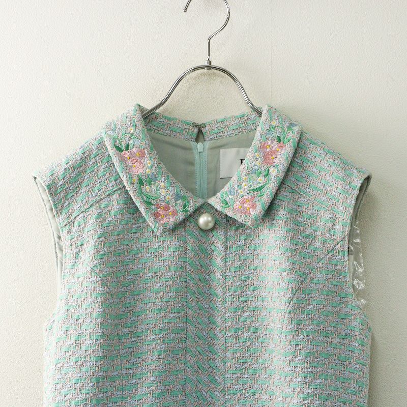 良品 定価154000円 2023年 ルネ Rene 襟フラワー刺繍 ノースリーブ