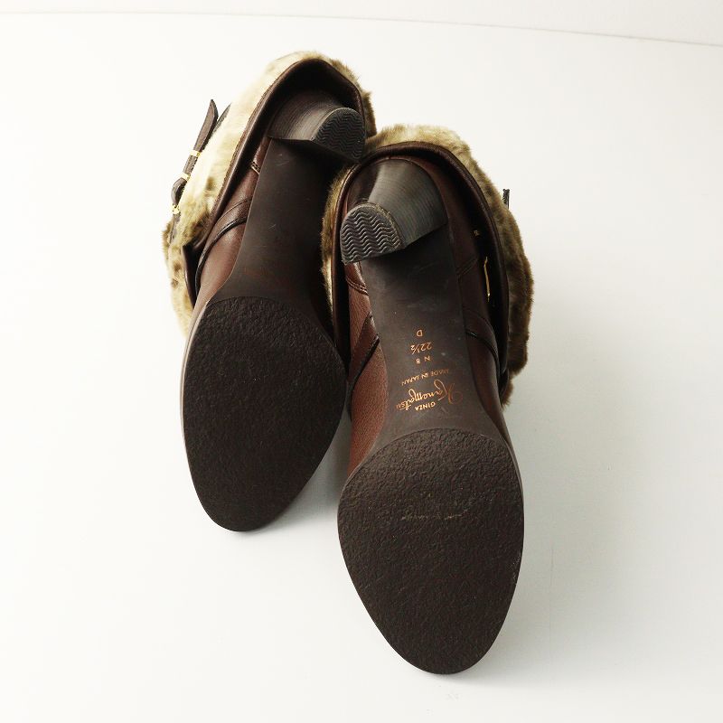 銀座かねまつ GINZA Kanematsu ボアファー付き ショートブーティ 22.5