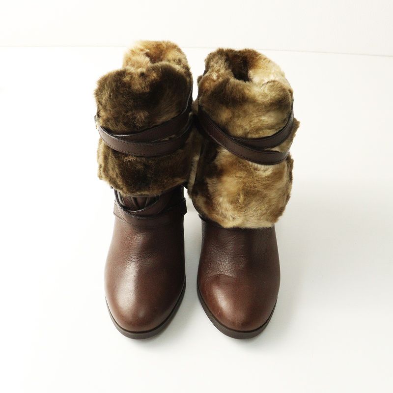 銀座かねまつ GINZA Kanematsu ボアファー付き ショートブーティ 22.5