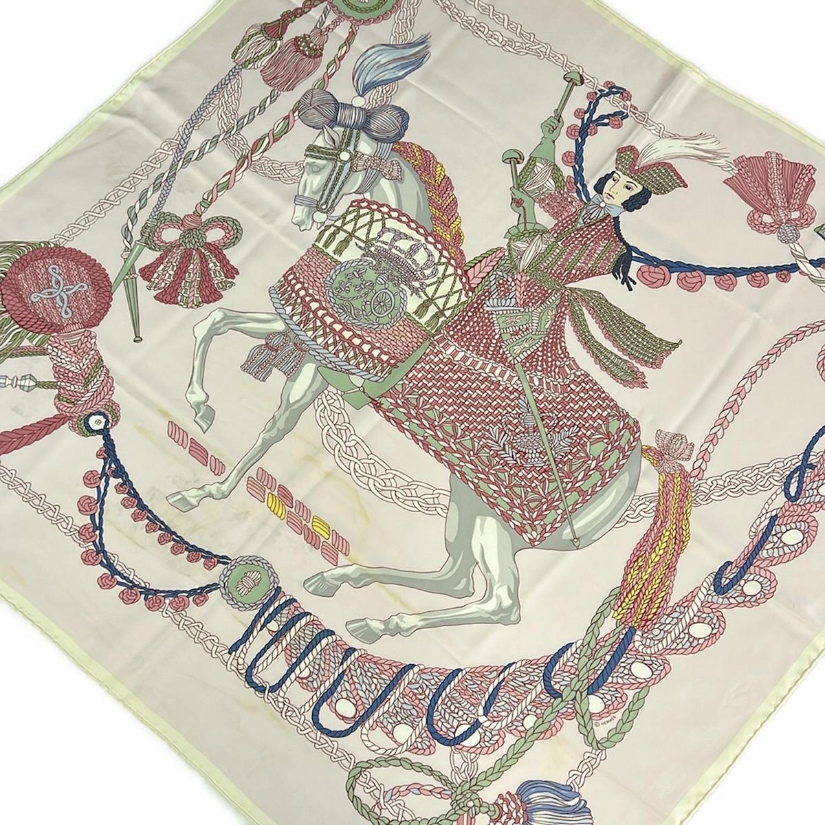 HERMES(エルメス) スカーフ カレ90 ピンク×ブルー×マルチ LeTimbalier