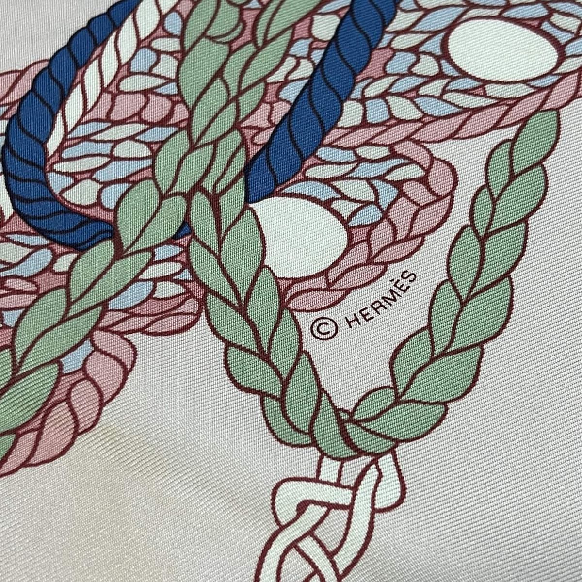 HERMES(エルメス) スカーフ カレ90 ピンク×ブルー×マルチ LeTimbalier